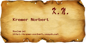 Kremer Norbert névjegykártya